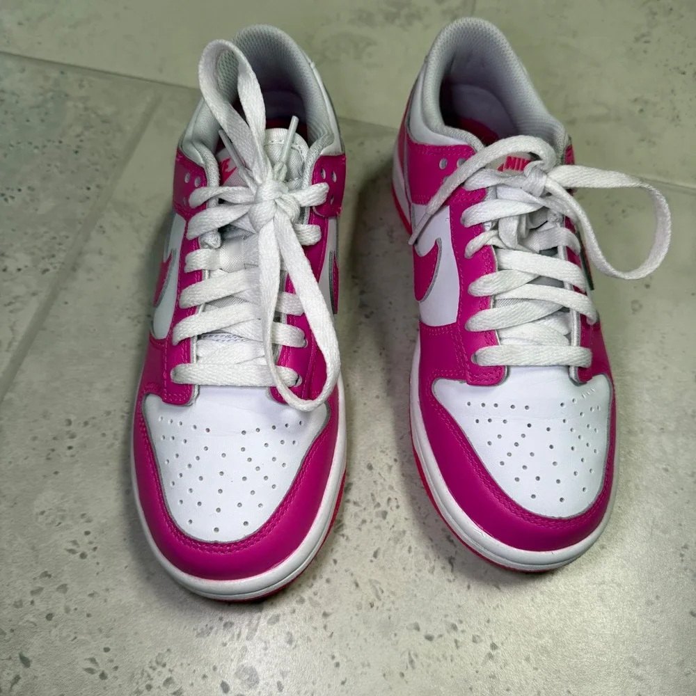 Nike Dunk Low GS Active Fuchsia White Pink Sneakers FB9109-102‎ Kids Size 4Y